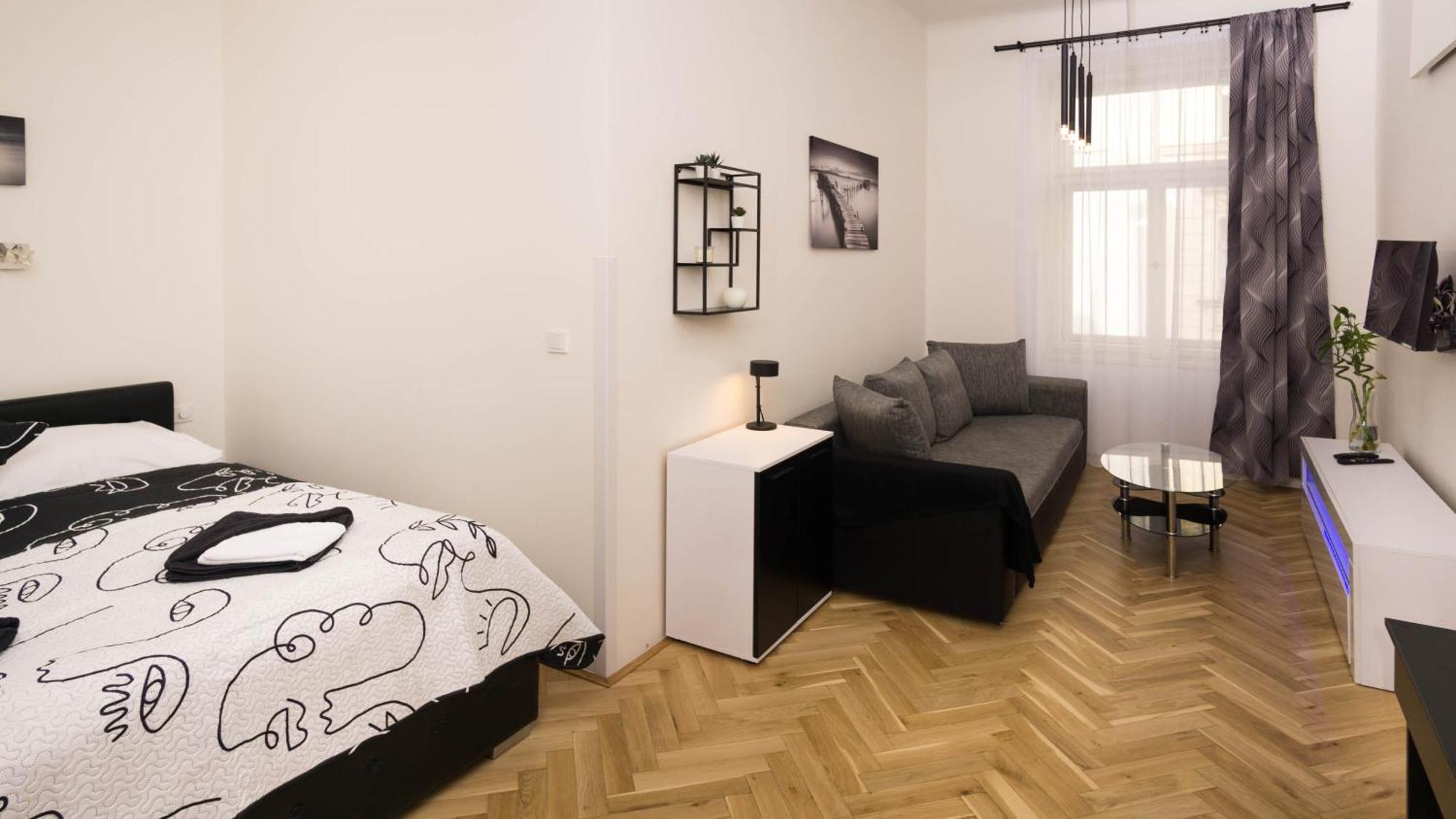 Black & White Apartment Prague By Wenceslas Square And Muzeum Exterior photo